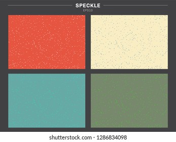 Set of retro color tone background speckle pattern texture. Dirty specks grit rough sand vintage style. Grunge effect. Vector illustration