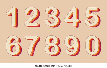 Set of retro colorful numbers.