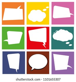 Set of retro comic books. Cartoon empty speech bubbles. Colorful pop art style background frames. Vector illustration