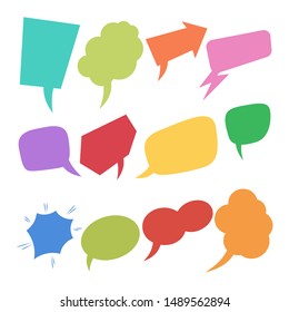 Set of retro comic empty colored speech bubbles. Design elements for poster, banner, card, flyer, infographic. Vector illustration