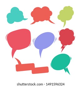 Set of retro comic empty colored speech bubbles. Design elements for poster, banner, card, flyer, infographic. Vector illustration