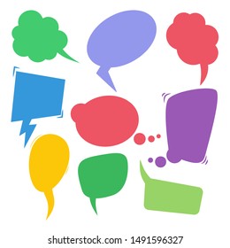 Set of retro comic empty colored speech bubbles. Design elements for poster, banner, card, flyer, infographic. Vector illustration