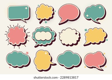 Set of retro comic speech bubbles for different emotions and sound effects. Vector illustration