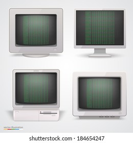 Set of retro computers. Vector