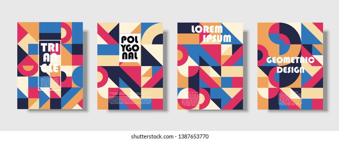 Set of retro covers. Collection of cool vintage covers. Abstract shapes compositions. Vector