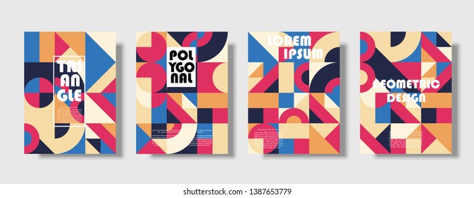 Set of retro covers. Collection of cool vintage covers. Abstract shapes compositions. Vector