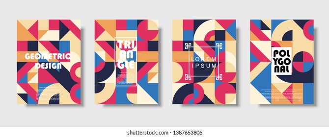 Set of retro covers. Collection of cool vintage covers. Abstract shapes compositions. Vector