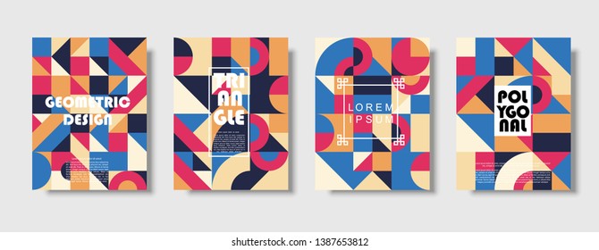 Set of retro covers. Collection of cool vintage covers. Abstract shapes compositions. Vector