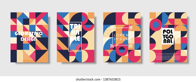 Set of retro covers. Collection of cool vintage covers. Abstract shapes compositions. Vector
