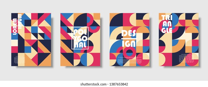Set of retro covers. Collection of cool vintage covers. Abstract shapes compositions. Vector