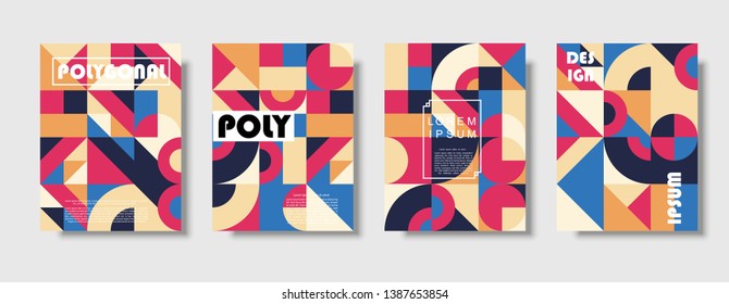 Set von Retro-Covers. Kollektion von coolen Vintage-Covern. Abstrakte Formen, Kompositionen. Vektorillustration