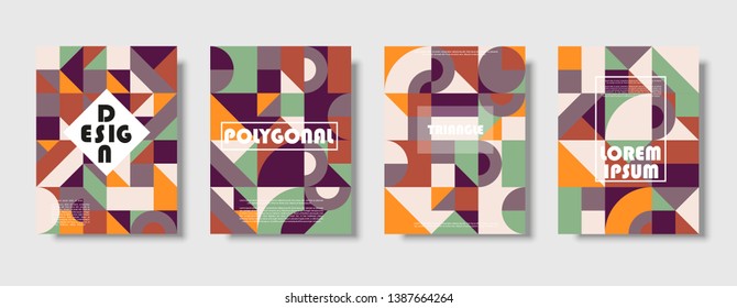 Set of retro covers. Collection of cool vintage covers. Abstract shapes compositions. Vector