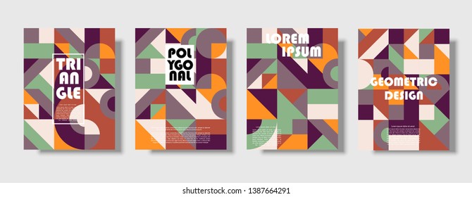 Set of retro covers. Collection of cool vintage covers. Abstract shapes compositions. Vector