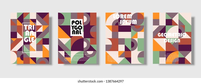 Set of retro covers. Collection of cool vintage covers. Abstract shapes compositions. Vector
