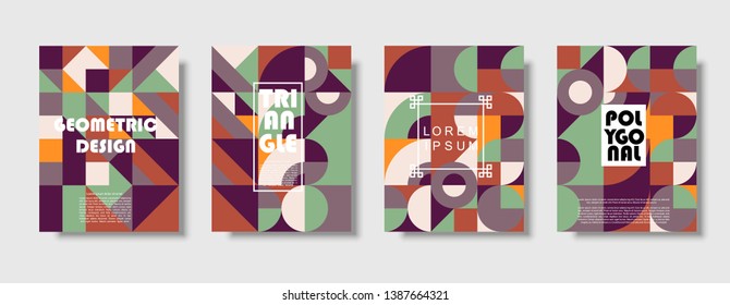 Set of retro covers. Collection of cool vintage covers. Abstract shapes compositions. Vector