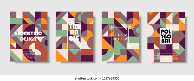 Set of retro covers. Collection of cool vintage covers. Abstract shapes compositions. Vector