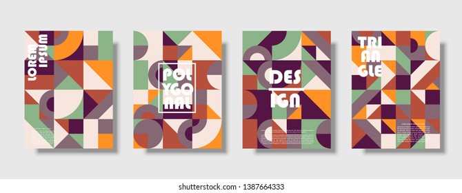 Set of retro covers. Collection of cool vintage covers. Abstract shapes compositions. Vector
