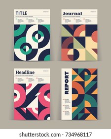 Set of retro covers. Collection of cool vintage covers. Abstract shapes compositions. Vector.
