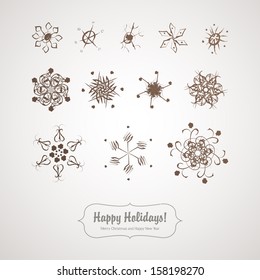 Set of retro delicate snowflakes
