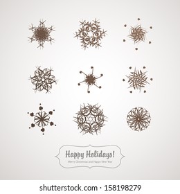 Set of retro delicate snowflakes