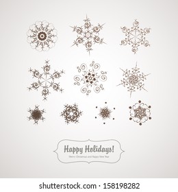 Set of retro delicate snowflakes