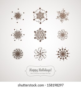 Set of retro delicate snowflakes