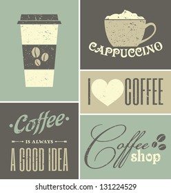 A set of retro design coffee posters.