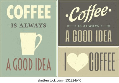 A set of retro design coffee posters.