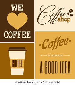 A set of retro design coffee posters.