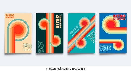 Set of retro design cover template for flyer, vintage poster, brochure, typography or other printing products. Vector illustration.