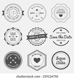 set of retro design elements for wedding invitations. vector illustration