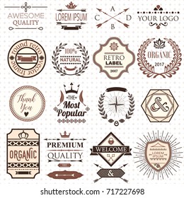 Set of retro design labels and elements