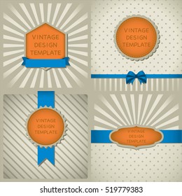 Set of retro design templates with ribbons, banners, labels