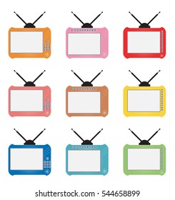 Set of Retro Digit television Vector Illustration