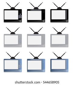 Set of Retro Digit television Vector Illustration