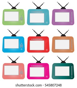 Set of Retro Digit television Vector Illustration