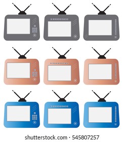 Set of Retro Digit television Vector Illustration