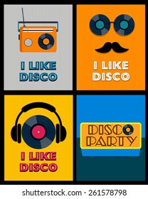 set of retro disco posters 