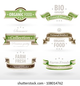 Set of retro Eco ribbons. Vector illustration.