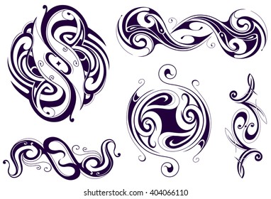 Set of retro elements in Art Nouveau style