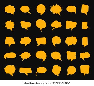Set of retro empty comics speech bubbles with black halftone shadows. Speak bubble text, chatting box, message box, outline cartoon.