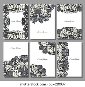 Set retro ethnic card. Vector background. Invitation design template. Vintage decorative elements. Mandala background. Islam arabic indian ottoman motifs.