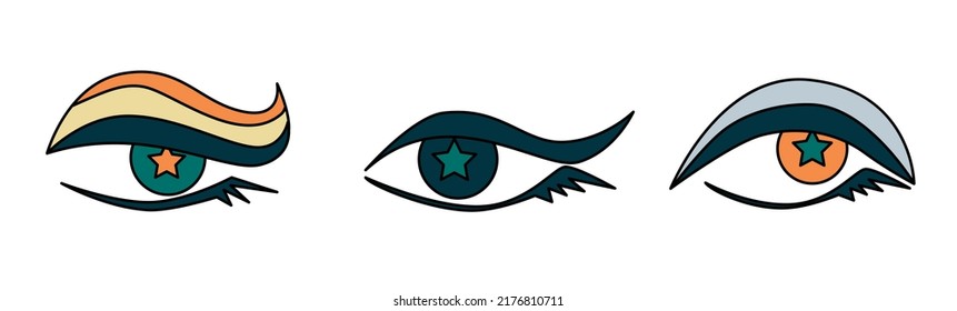 Composición de ojos retro. Ilustración vectorial de ojos vintage.