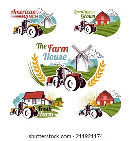 Set of retro farm fresh emblems, badges and design elements for your design