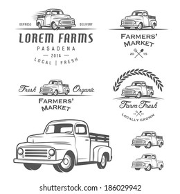 Set of retro farming labels, badges and design elements