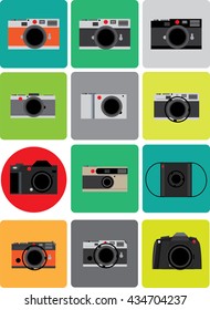 Set of retro film camera
