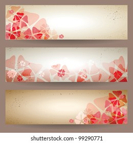 Set of retro floral banners. Vector illustration