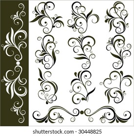 set of retro floral design elements
