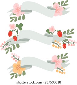 Set of retro flower banners. EPS. Full editable