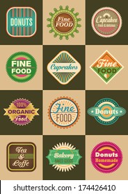Set of retro food labels. Vector illustration.